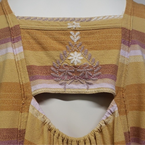 Free People Vintage Stripe Swing Top Tank Gold Combo Medium - Picture 13 of 15